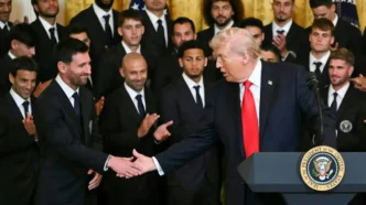 President Donald Trump welcoming Lionel Messi to the White House.