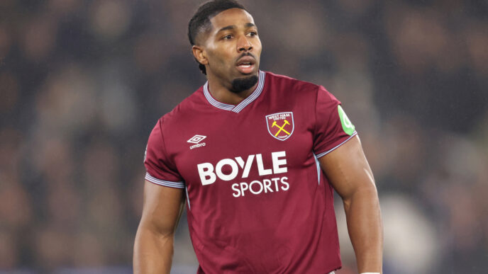 Adama Traoré showing off his muscular physique during West Ham training.