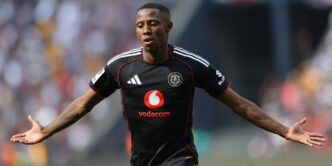 Orlando Pirates winger Tshepang Moremi celebrating his goal in the Soweto Derby.