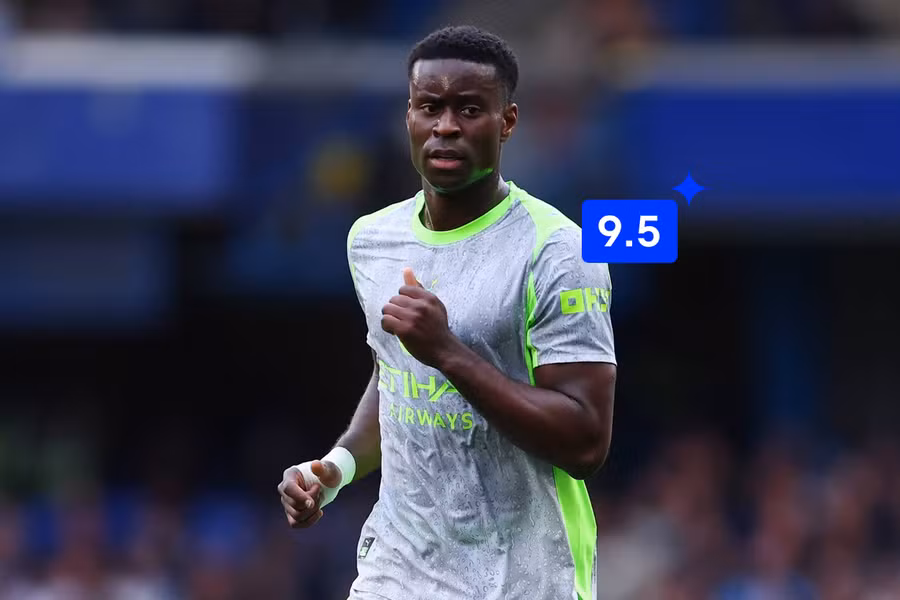 Marc Guehi celebrating goal for Manchester City vs Chelsea